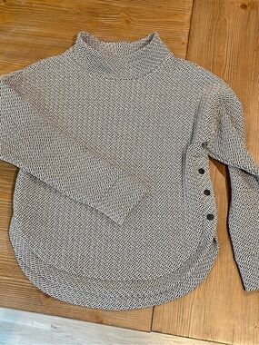 GapFit Houndstooth Textured Mock Neck Snap Side Pullover Sweatshirt Size S